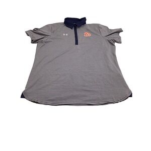 Under Armour Auburn Tigers Golf Polo Shirt Mens XL Navy Stripe Heatgear(912)